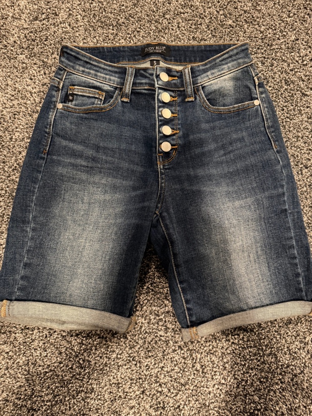 Judy Blue Dark Blue Button-Front Denim Bermuda Shorts